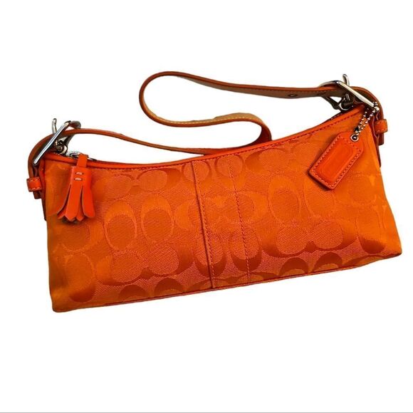 2000s RARE Coach Baguette Hampton Soft Demi Bag-Orange, Signature, NWT - Picture 2 of 11